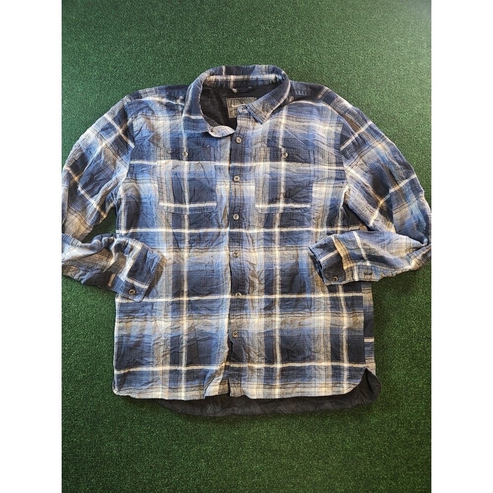 Rugged Elements Blue Mens Size L Flannel Shirt Jacket Plaid Button Up Front
